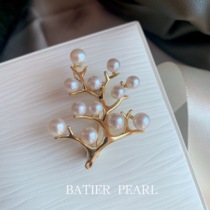 Bajia Jewelry M Familys same style happy tree natural round freshwater pearl brooch self-retaining strong push product