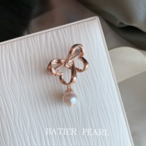 Bajia Jewelry M Same Style Butterfly Dance Love Knot Japan Akoya Seawater Pearl Pink Gold Brooch In Stock