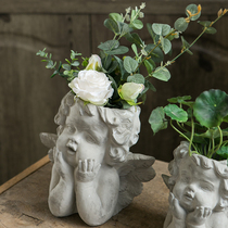Mimeo Style Angel Flower Pot Villa Figure Girl Green Plant Flowers Gardening Decoration Pendulum with Sculpture View