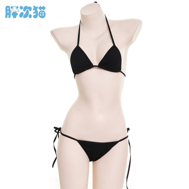 ຊຸດ bikini lace-up ສາມຈຸດສີຂາວບໍລິສຸດເດັກຍິງຍີ່ປຸ່ນ underwear ຊຸດ pajamas