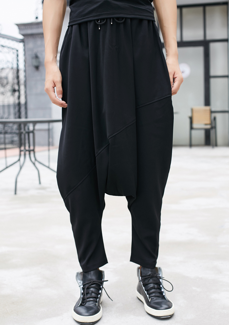 2017新款男士大裆哈伦裤韩版垮裤吊档裤纯色青年小脚裤男潮休闲裤