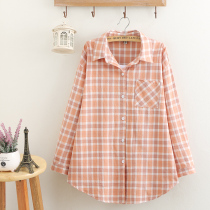 2021 fat sister Autumn New Cover meat age reduction size 200kg plaid shirt women fake two cardigan top