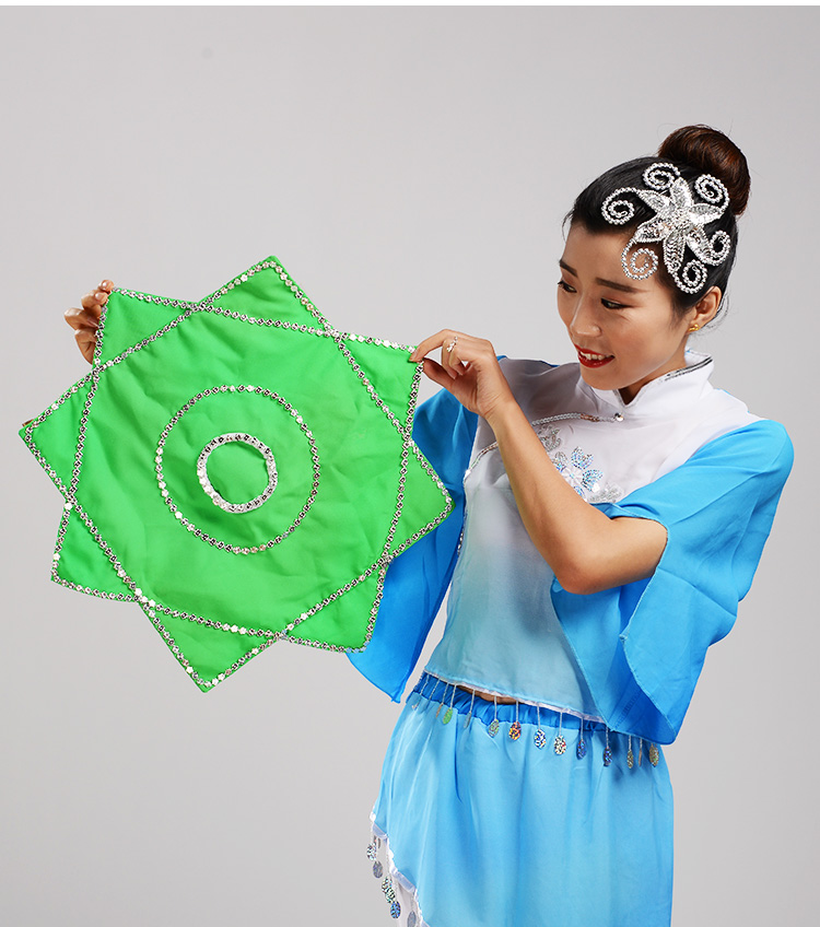 考级麻纱东北秧歌跳舞蹈手绢花成人二人转手帕儿童红八角巾非一对