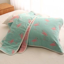 Todays new product non-fluorescent six-layer cotton gauze Mushroom single pillow towel couple pillow towel