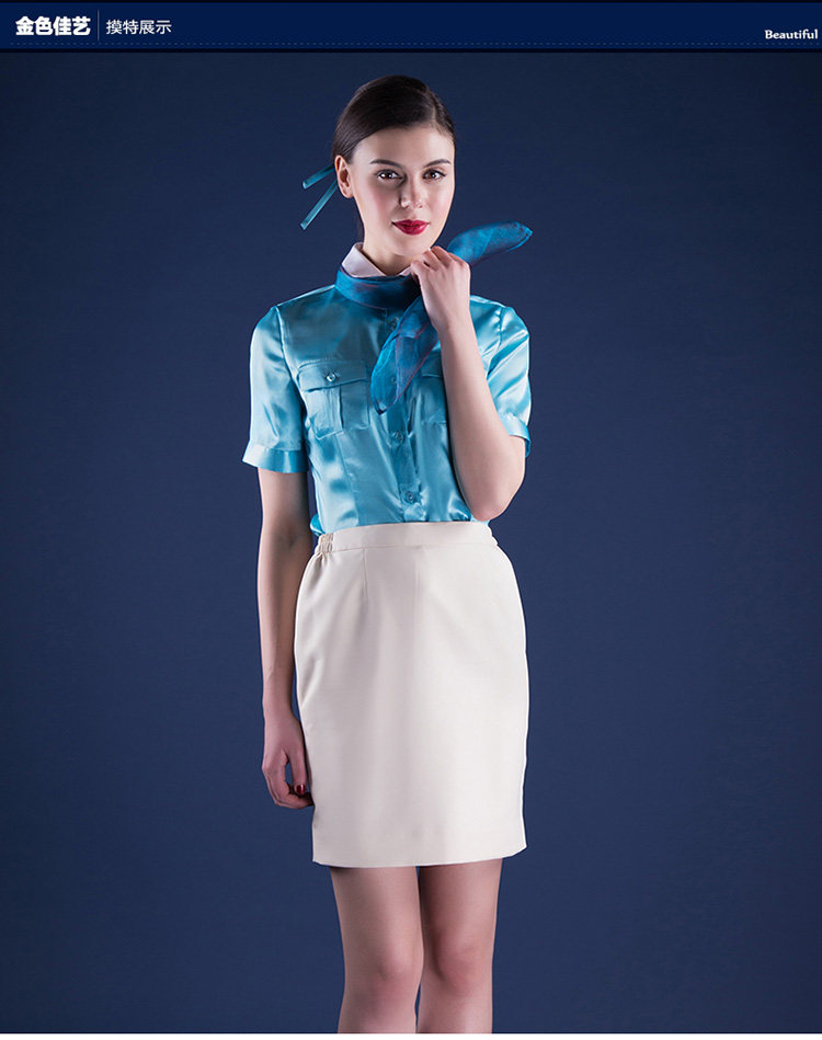 金色佳艺大韩航空制服空姐衬衫短袖美容师工作服女职业套装女夏季