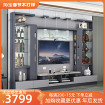 Light luxury TV cabinet modern minimalist glass wall cabinet one combination background wall overall TV wall cabinet modern minimalist