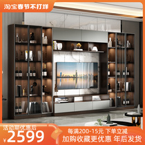 Light luxury combination 65-inch TV cabinet wine cabinet overall TV wall cabinet solid wood background wall integrated cabinet modern simplicity