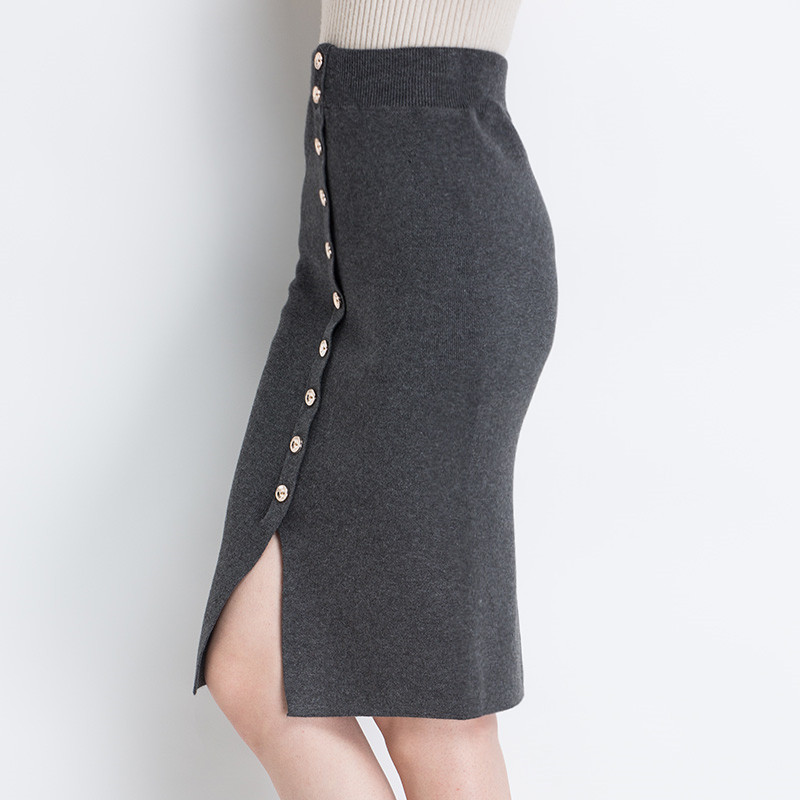 半身裙包臀裙中长款秋冬一步开叉裙子高腰修身