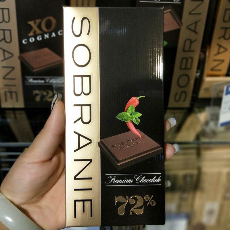 俄罗斯进口sobranie寿百年72%胡椒 薄荷纯黑巧克力板礼盒90g