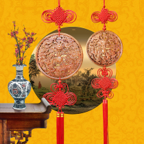 Chinese knot peach wood large pendant Dragon and phoenix auspicious Wufu door Unicorn living room bedroom entrance
