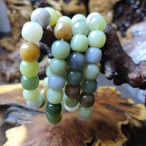 Desert Edge Selected Natural Fidelity Unoptimized Hetian Jade Duobao Old Bead Single Circle Bracelet for Men and Women 10*12