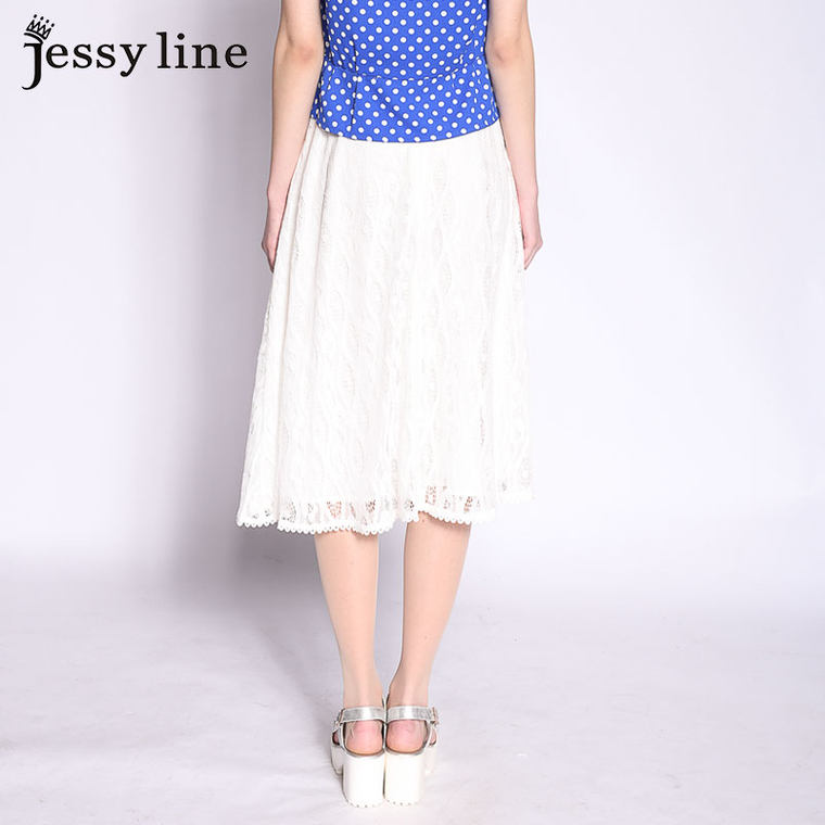 jessy line2015夏装新款 杰茜莱甜美蕾丝百搭中长款半身裙 A子裙