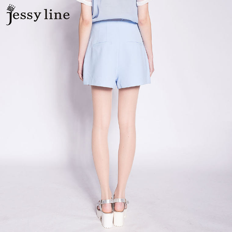 jessy line2015夏装新款 杰茜莱韩版纯色高腰休闲短裤 女百搭热裤