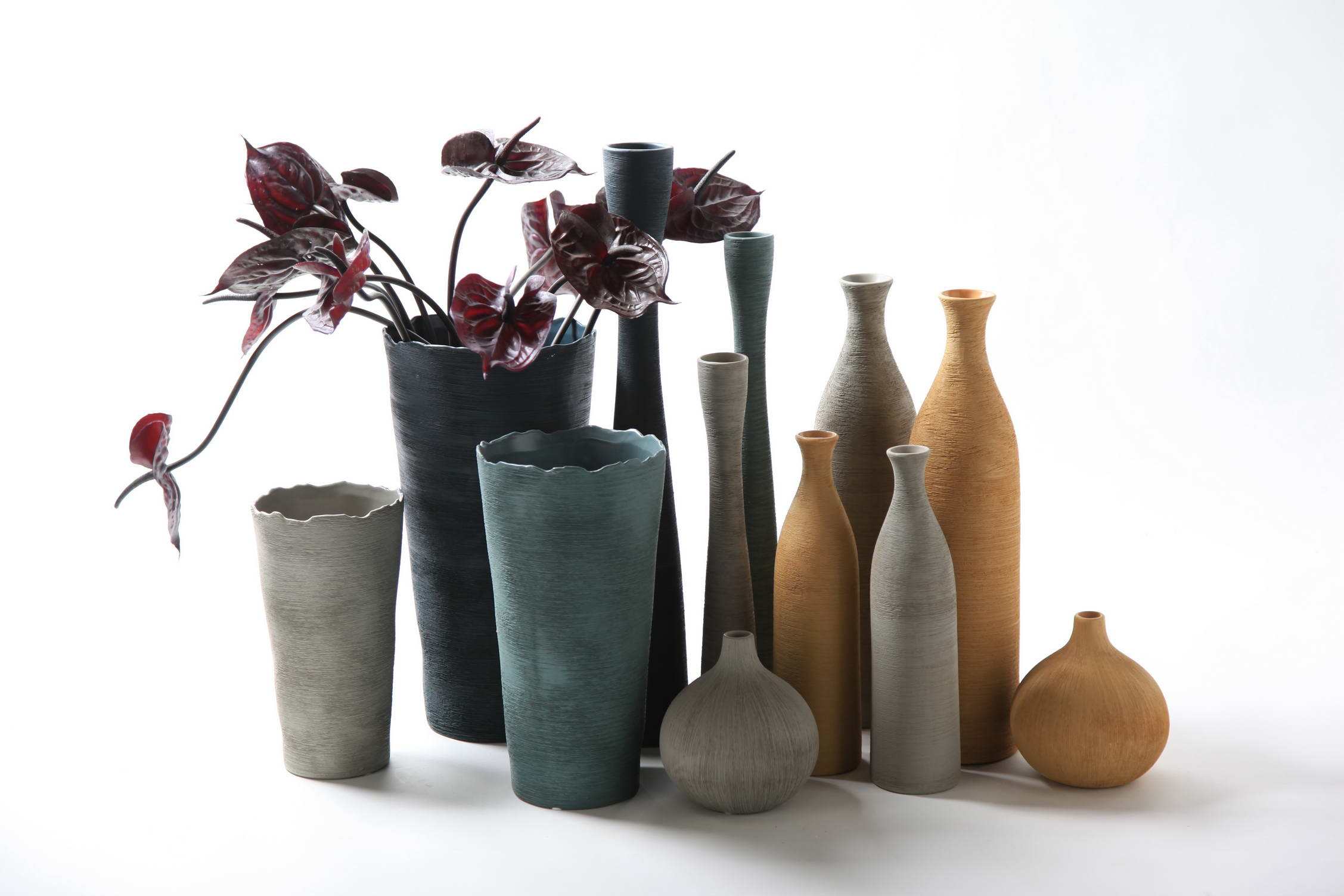 花瓶哑光拉丝白色深蓝墨绿灰客厅家居落地摆件样板房软装_家装家饰