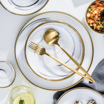 Marbled ceramic tableware set Nordic style plate Phnom Penh Western style plate Steak creative salad bowl Deep bowl