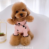 Pet cat and dog clothes Polo point lace lapel long sleeve base shirt Joker inside suit VIP Teddy