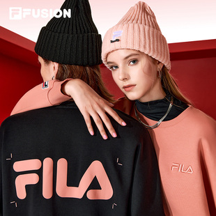 FILA FUSION 斐乐潮牌情侣卫衣男女秋季新款宽松运动衫套头卫衣女