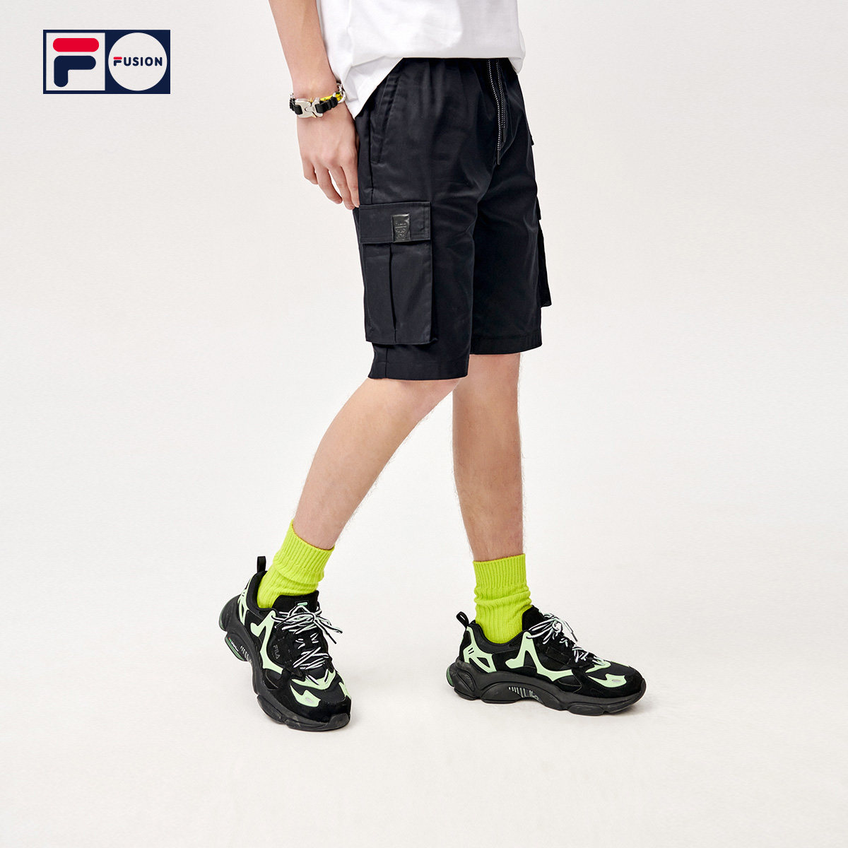 filafusion斐乐潮牌梭织短裤男2021夏季新款学生运动工装五分