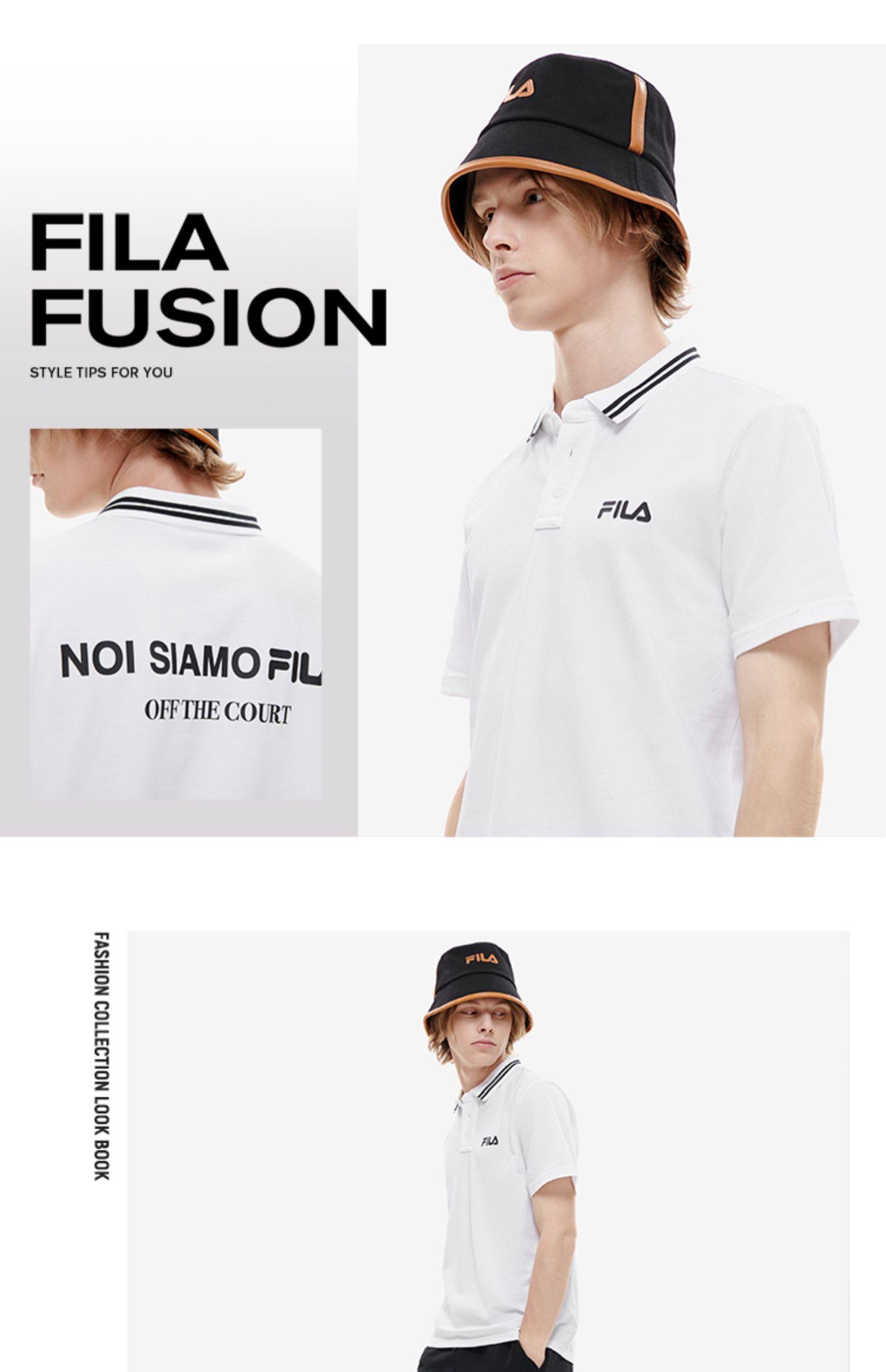 fila fusion斐乐潮牌短袖polo衫男2022秋新款纯棉网球运动上衣男