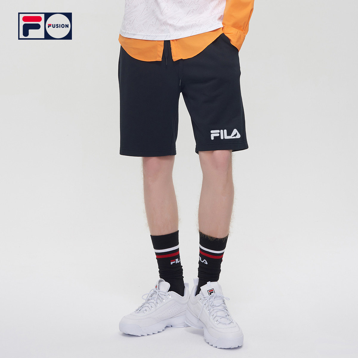 fila fusion斐乐男短裤2018夏季新款潮流休闲针织短裤五分裤男