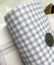 Fresh Green Blue small plaid wallpaper American country pastoral style wallpaper with wall skirt wallpaper