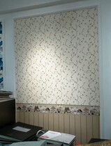 Warm and fresh green American vine flower wallpaper with waist line vertical strip seamless wall cloth girl room bedroom wall cloth