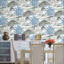 Dark blue and wind cartoon graffiti small tree grass wallpaper personality Japanese cuisine sushi restaurant theme background wallpaper