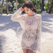 Seaside Korean version of Bohemia long sleeve hook flower casual bikini Jersey Swimsuit Beach outside