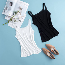 Daily Single Lace Side V-neck base shirt Silk Cotton High Stretch Vertical Striped Slim Vest