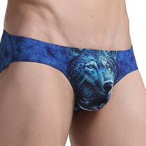 Sex mens pure cotton temptation wolf head personality printing tide briefs sexy hip low waist hip stretch panties