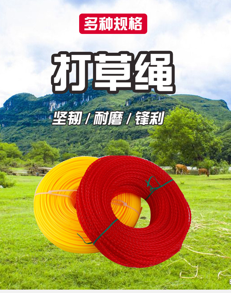 割灌机钢丝尼龙绳进口打草绳割草机打草头绳子耐用打草线皮筋草绳