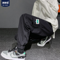 Fat Brother Overalls Pants Men's Spring and Autumn Hong Kong Wind Explosions Large Size Casual Pants Tide Brand Loose Bundle Foot Sports Pants