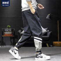 Fat fat brother autumn and winter casual pants mens Korean version of the trend big Joker overalls ins Hong Kong wind stitching pants