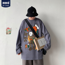 Fat fat brother long sleeve T-shirt men trend plus size coat Korean loose autumn couple base shirt casual clothes