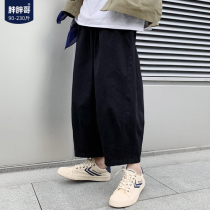 Fat fat brother loose casual pants 2021 autumn and winter New wide leg pants Korean version trend Hong Kong style large size ankle-length pants men
