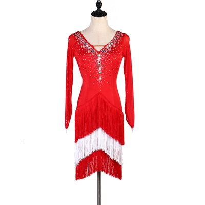 Latin Dance Dresses Latin Dance Competition Dresses Latin Dance Costume Latin Dance Chacha Dance Dress Long Sleeve