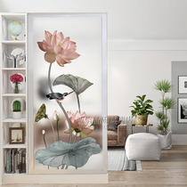 Art glass partition aisle corridor porch double-sided transparent frosted process painted toughened home decoration Lotus