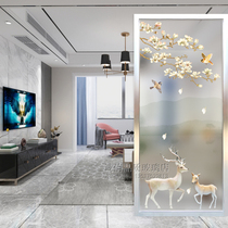 Art glass custom corridor porch partition double-sided transparent matte painted tempered Chinese style modern simplicity