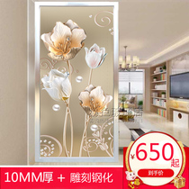 Art glass partition corridor porch aisle double-sided transparent matte painted tempered starter decorative Tulip