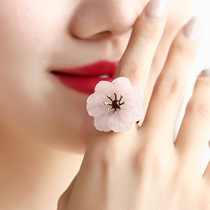 Pure ornament Pink Flower Opening Ring Decoration Accessories Sweet hipster Clothes Joker Rings