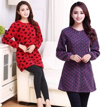 Suede big coat winter cute Waterproof warm zipper workshop coat coat adult female thick velvet collarless collar