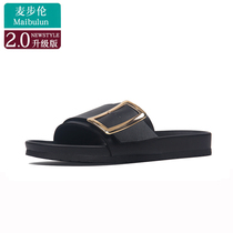 Maibu Lun flat bottom casual one-character couple large size slippers waterproof and wear-resistant summer ins outside wear home sandals