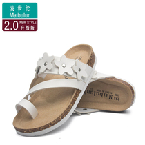Maibu Lun flat non-slip Cork slippers Bohemia sandals outdoor heightened toe flower ulzzang