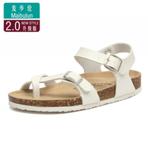 Maibu Lun flat non-slip Cork slippers for men and women with beach home outdoor toed summer Roman ulzzang