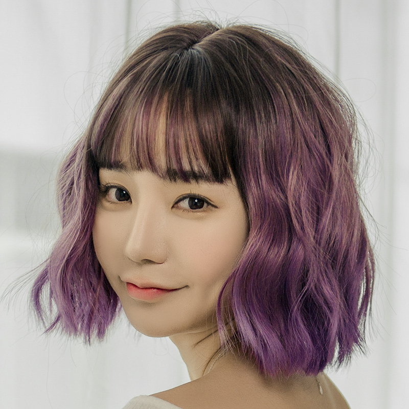 Wig Female Short Hair Round Face Korean Water Ripple Face Repair