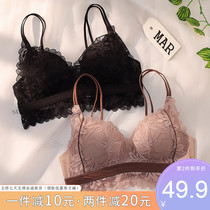 Guxuan French triangle cup lace sexy thin shoulder strap underwear female thin section breast anti-sagging non-rimmed bra