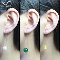 S925 S925 Ear - line ear - link DIY hand - made ball ear accessories long stream soda needle worn the bead ear line