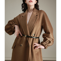 NZ black mark collection mink cashmere mountain cashmere double-row buttoned suit collar temperament long and double face cashmere big coat female new