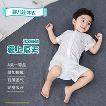 Baby jumpsuit summer thin cotton short sleeve newborn men and women baby breathable suit Climbing summer