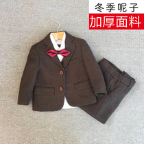 Boy suit suit foreign style new thickened British childrens small suit winter flower girl dress piano costume